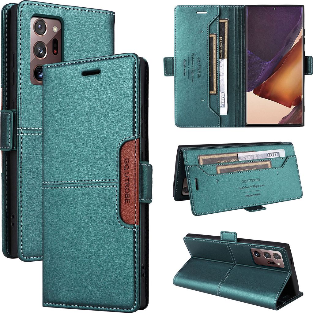 Handyhülle für Samsung Galaxy Note 20 Ultra 5G/4G Hülle, Leder Flip Wallet Kartenfach Stand Schutzhülle Grün