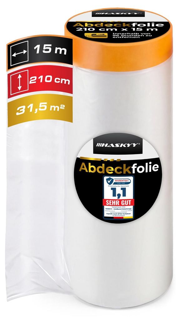 Abdeckfolie Malerfolie Baufolie 210 x 25m 7,5m² Abdeckband Produktbild 