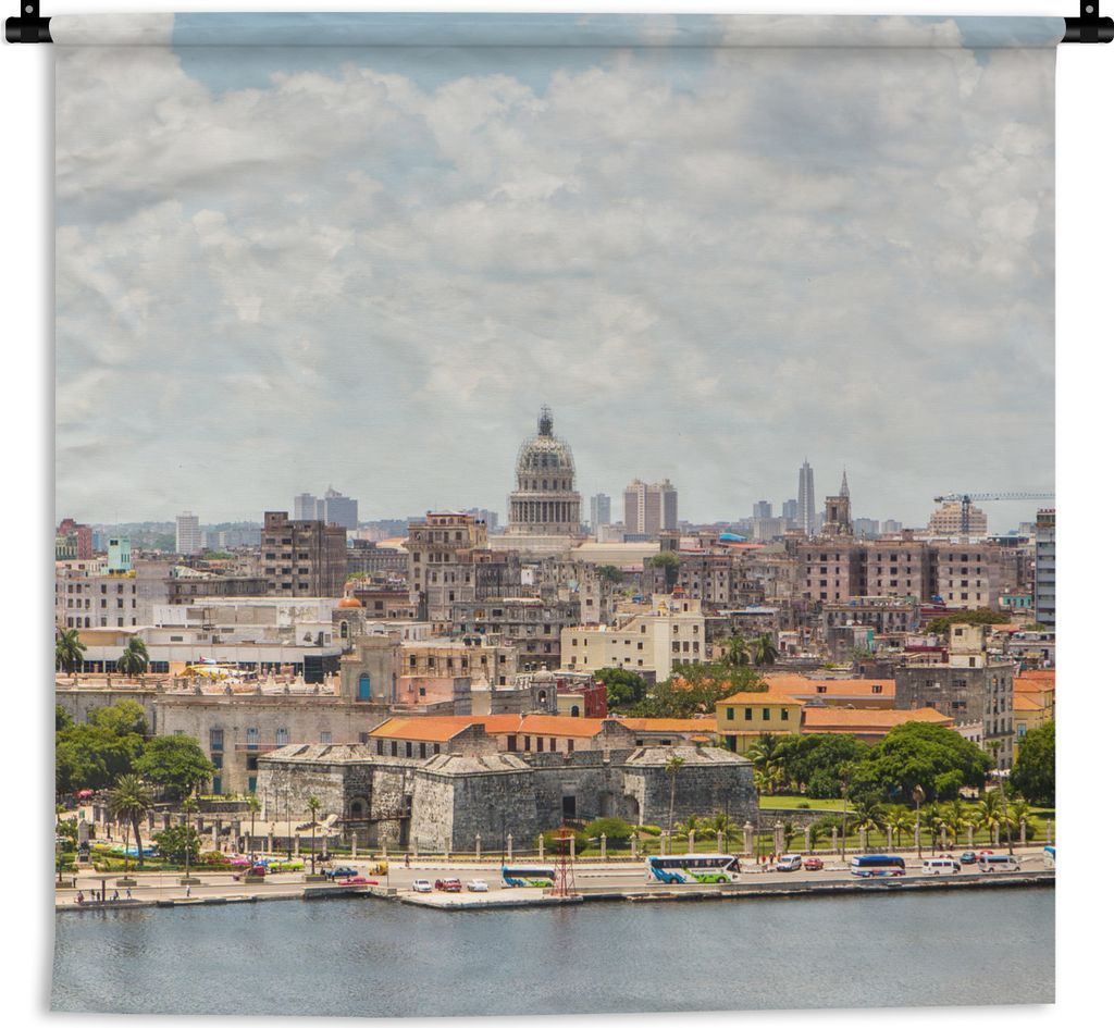 MuchoWow Wandteppich Wandbehang Havanna vom Parque del Cristo de la Habana in Kuba aus gesehen 150x150 cm Tapisserie Dekoration Wandtuch - Wohnac...