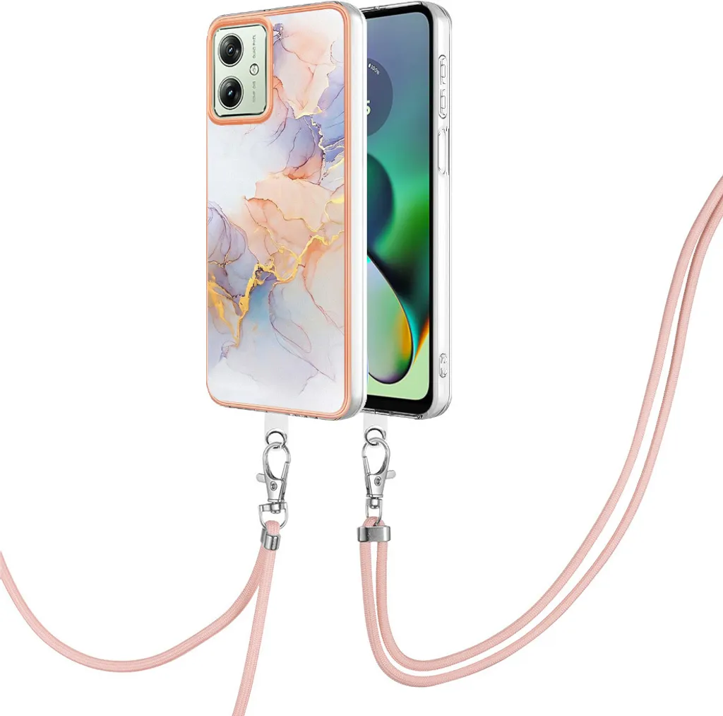 Custodia Motorola Moto G54 TPU Grigio | Cover con Strap Regolabile