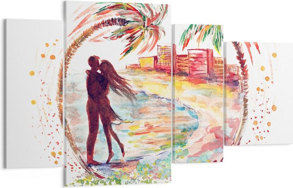 Bild auf Leinwand - Leinwandbild - Liebe Palmen Ansicht Sommer - 120x70cm - Wand Bild - Wanddeko - Leinwanddruck - Bilder - Kunstdruck - Wanddekora...