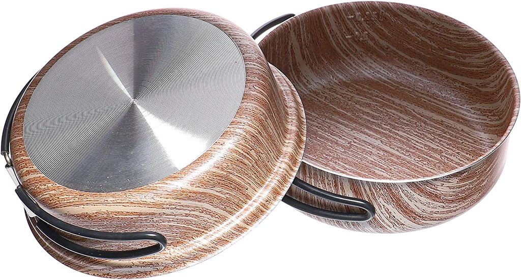Campinggeschirr Set PTFE-beschichtet, Holzdesign, Schüssel & Pfanne, Outdoor
