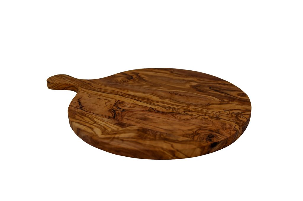 Olivenholz Pizzabrett mit Griff ca. 30 cm