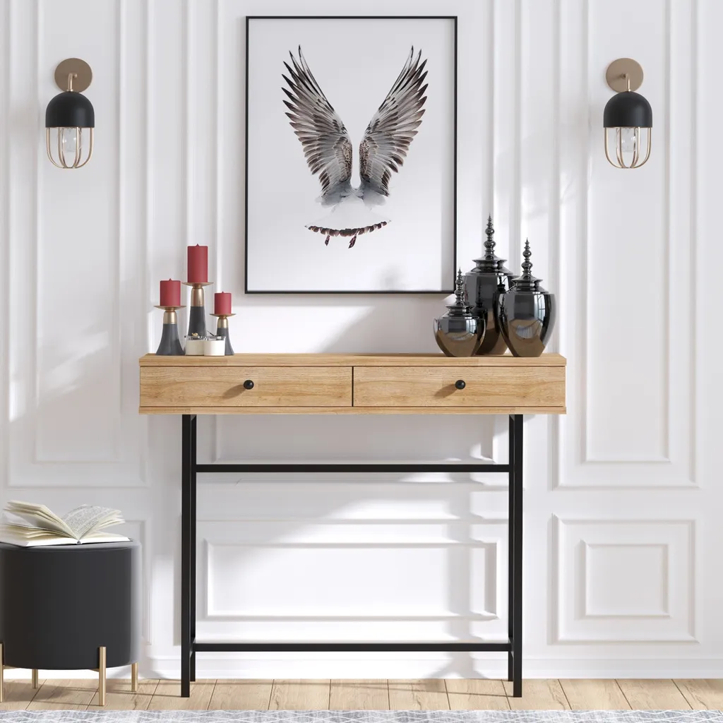Commode Compacte pour Petits Espaces - Rangement 100x86cm Chêne - 2