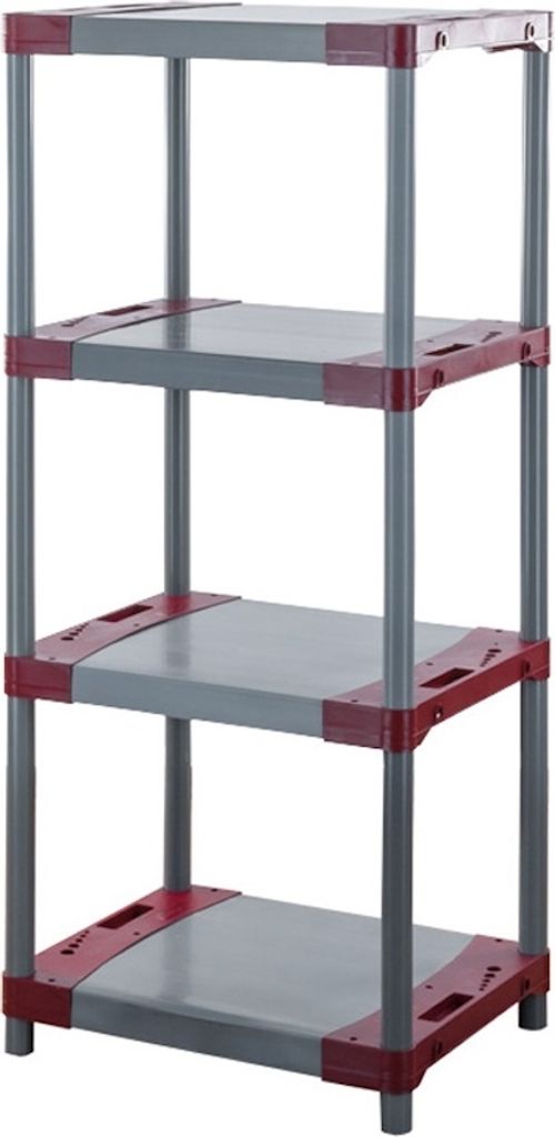 Kunststoffregal BIG GREY BEAR | Low | HxBxT 138x70x46cm | Fachlast 160kg | Grau-Rot