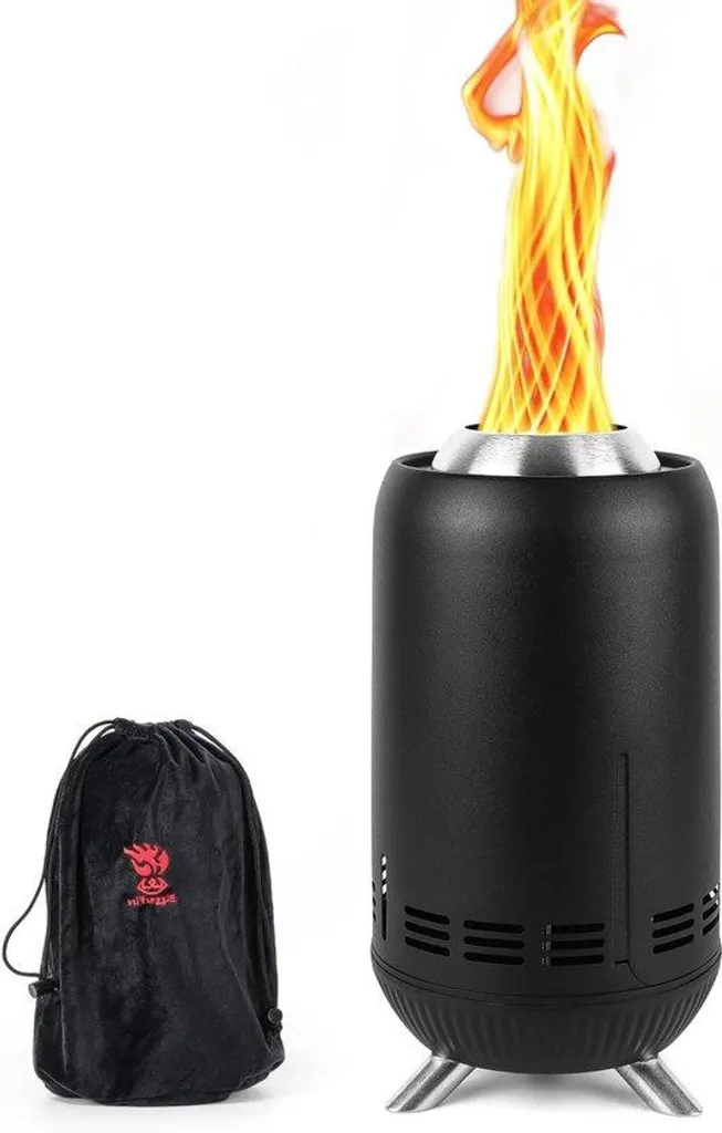 Brasero de camping portable noir en inox 30cm pour jardin et randonnée