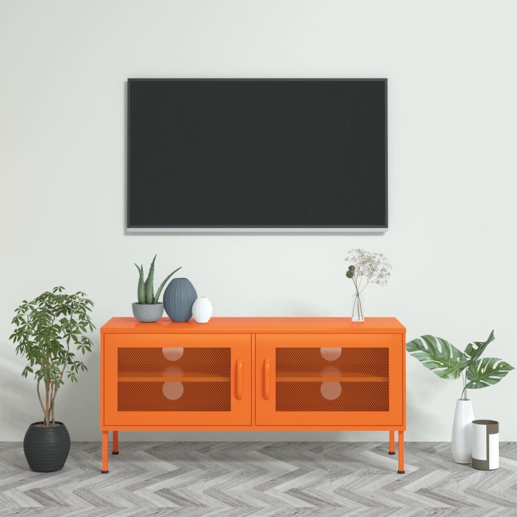 The Living Store TV-Schrank Orange 105x35x50 cm Stahl