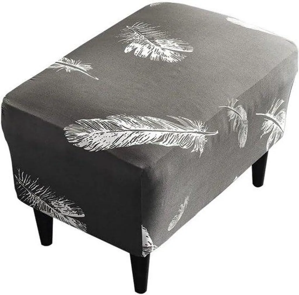 Housse de siège rectangulaire en polyester motif plumes blanc lavable