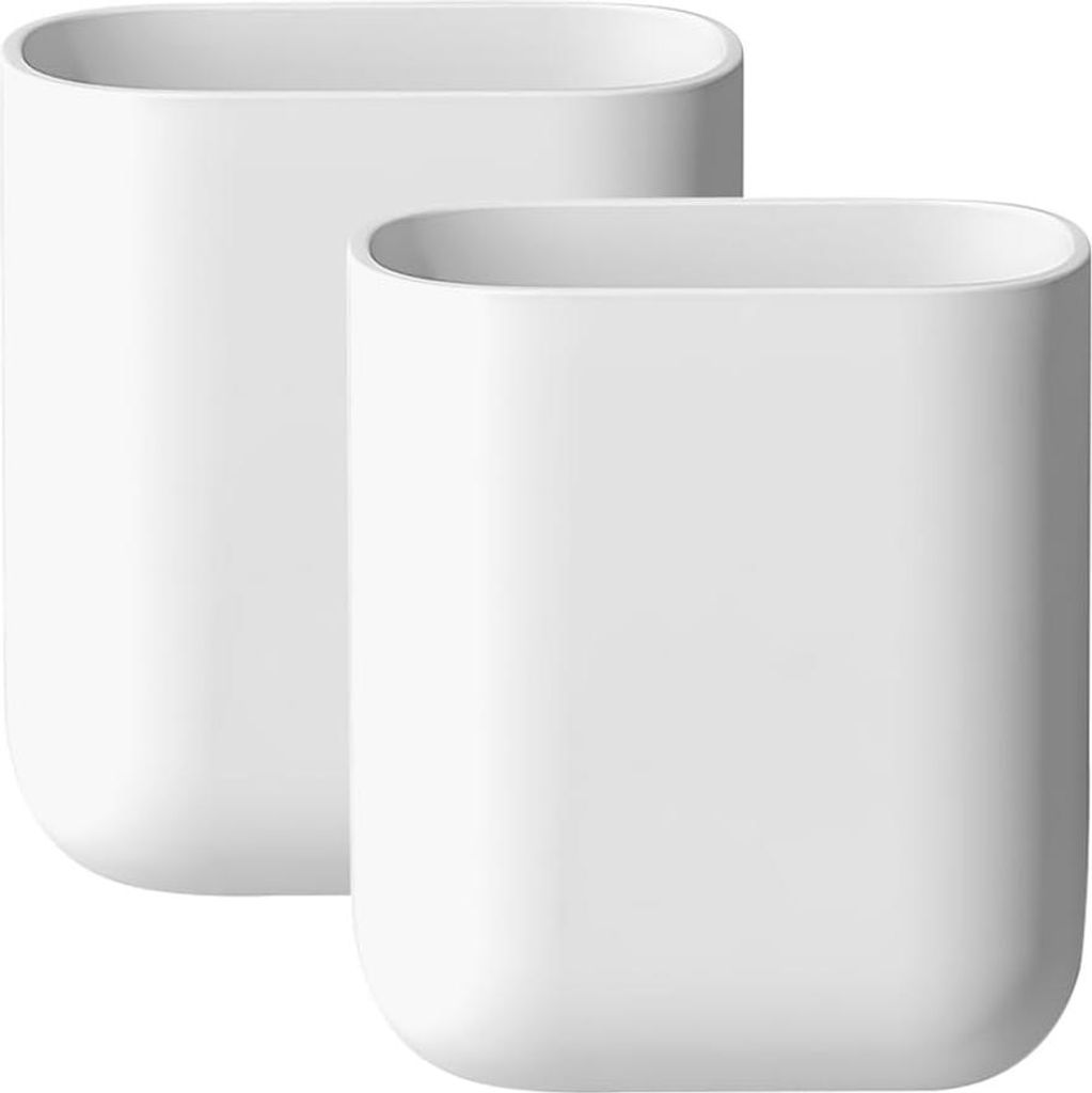Set mit 2 wei?en Wandaufbewahrungsboxen (11¡Á9¡Á6 cm), verst?rkter Klebebefestigung, mit Abtropffl?che