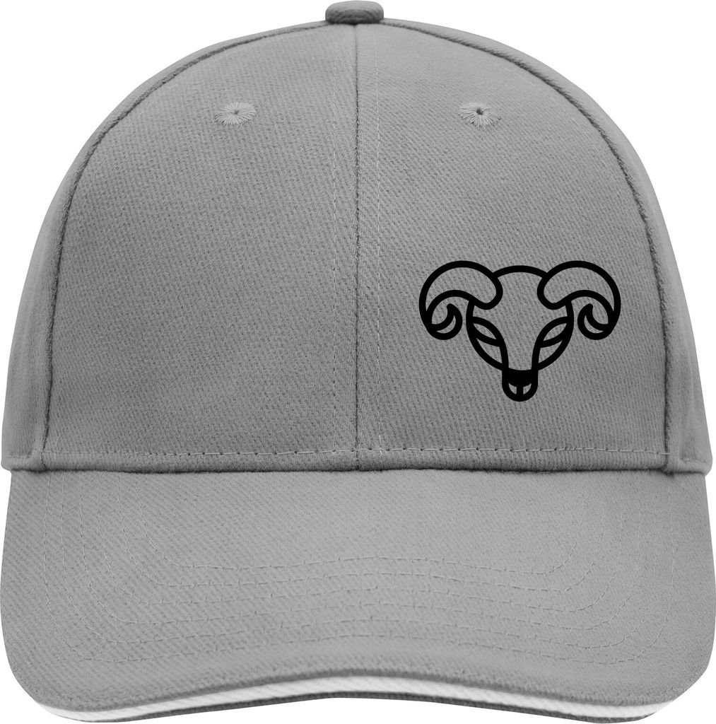Huuraa Cappy Mütze Widder Sternzeichen Symbol Dark Grey/White Baumwolle 6-Panel Kappe Geschenkidee