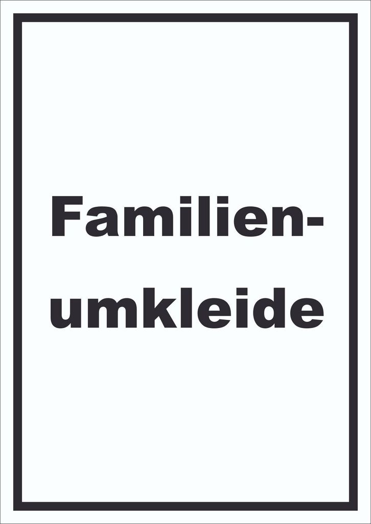Familienumkleide Schild mit Text hochkant A6 Rückseite selbstklebend