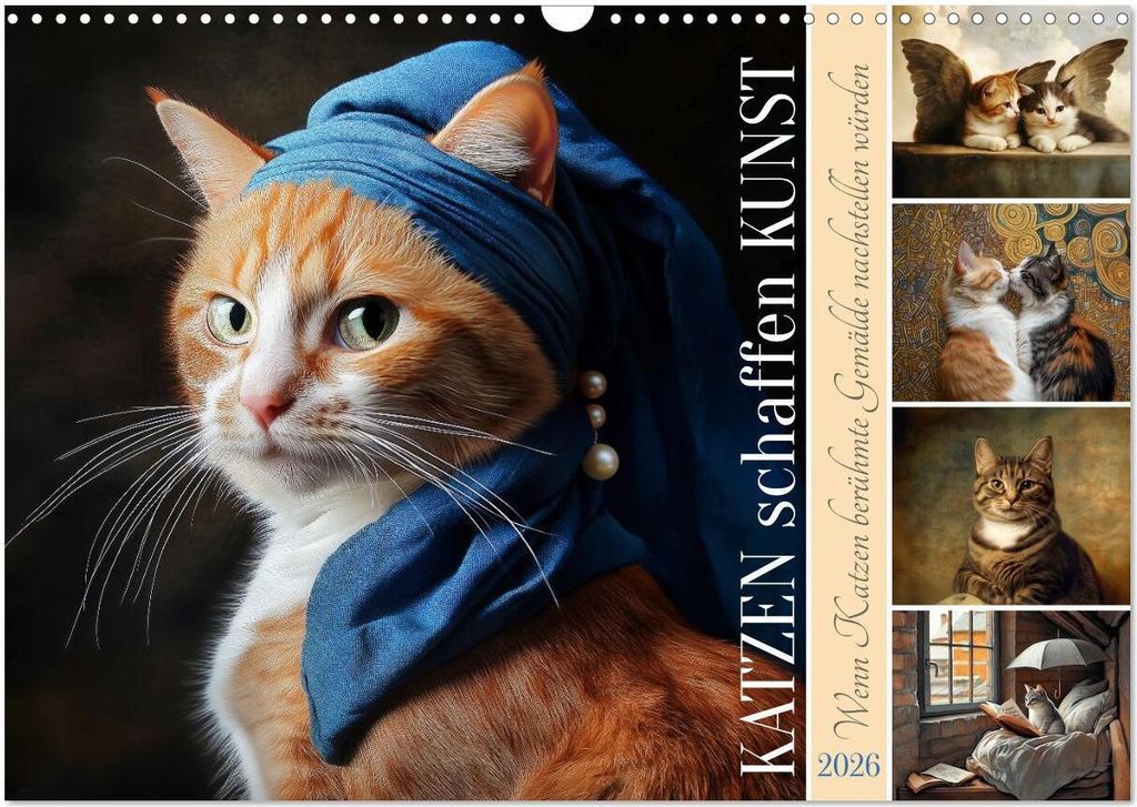 Katzen schaffen Kunst (Wandkalender 2026 DIN A3 quer), CALVENDO Monatskalender
