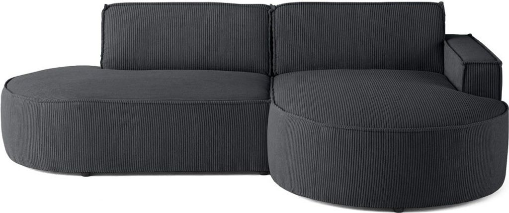 Lisa Design Spiaggia - rechts - abgerundete Form - 4 Sitzplätze - aus Cordstoff , Dunkelgrau