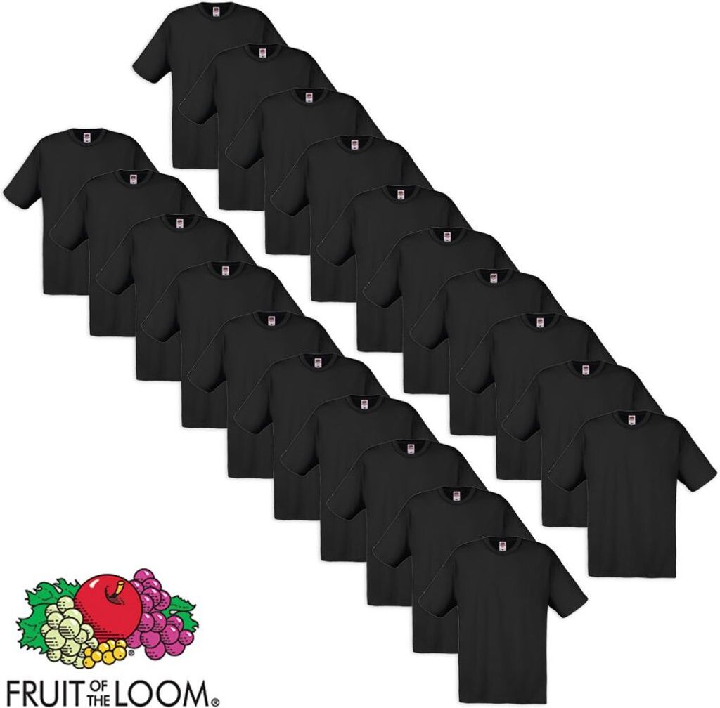 Fruit of the Loom T-shirts 20 Stk. Schwarz XL Baumwolle