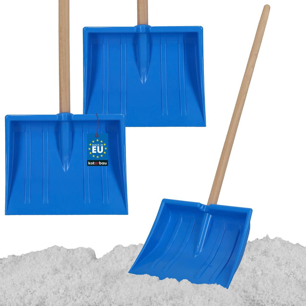 KOTARBAU 2er Set Schneeschaufel für Kinder 25 x 20 cm Schnee Schaufel mit Holzstiel 82 cm Kinderschaufel Leicht & Sicher Schneeschieber Klein Blau
