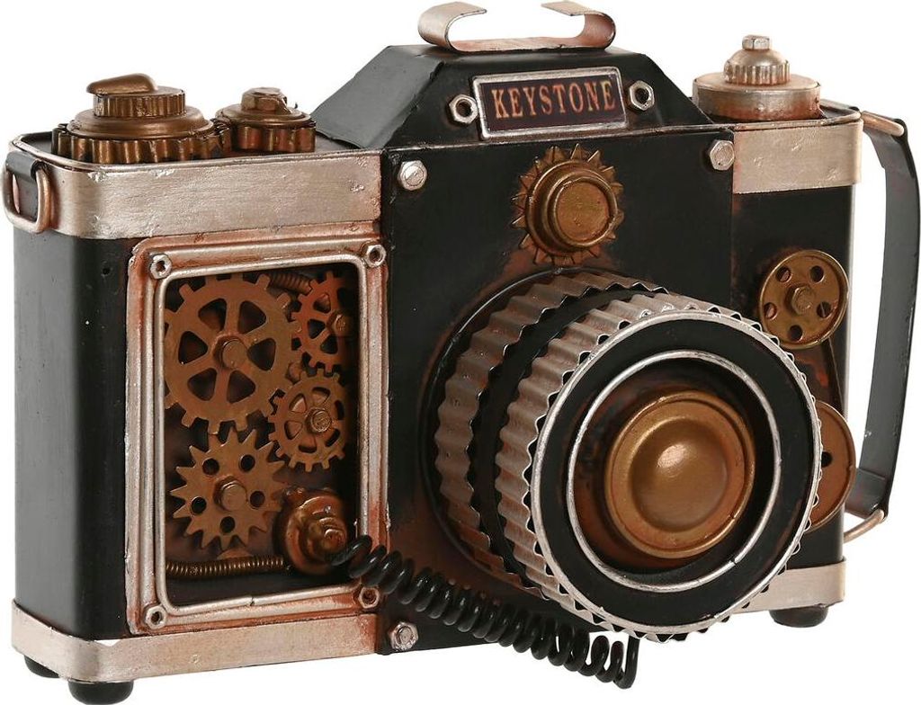 Deko-Figur Home ESPRIT Schwarz Gold Kamera/Fotoapparat Vintage 23 X 11 X 15,5 CM