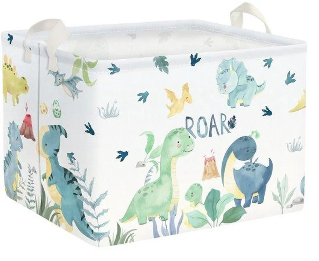 Boîte de rangement cubique Dinosaure vert 40x30x30 cm étanche pour enfant