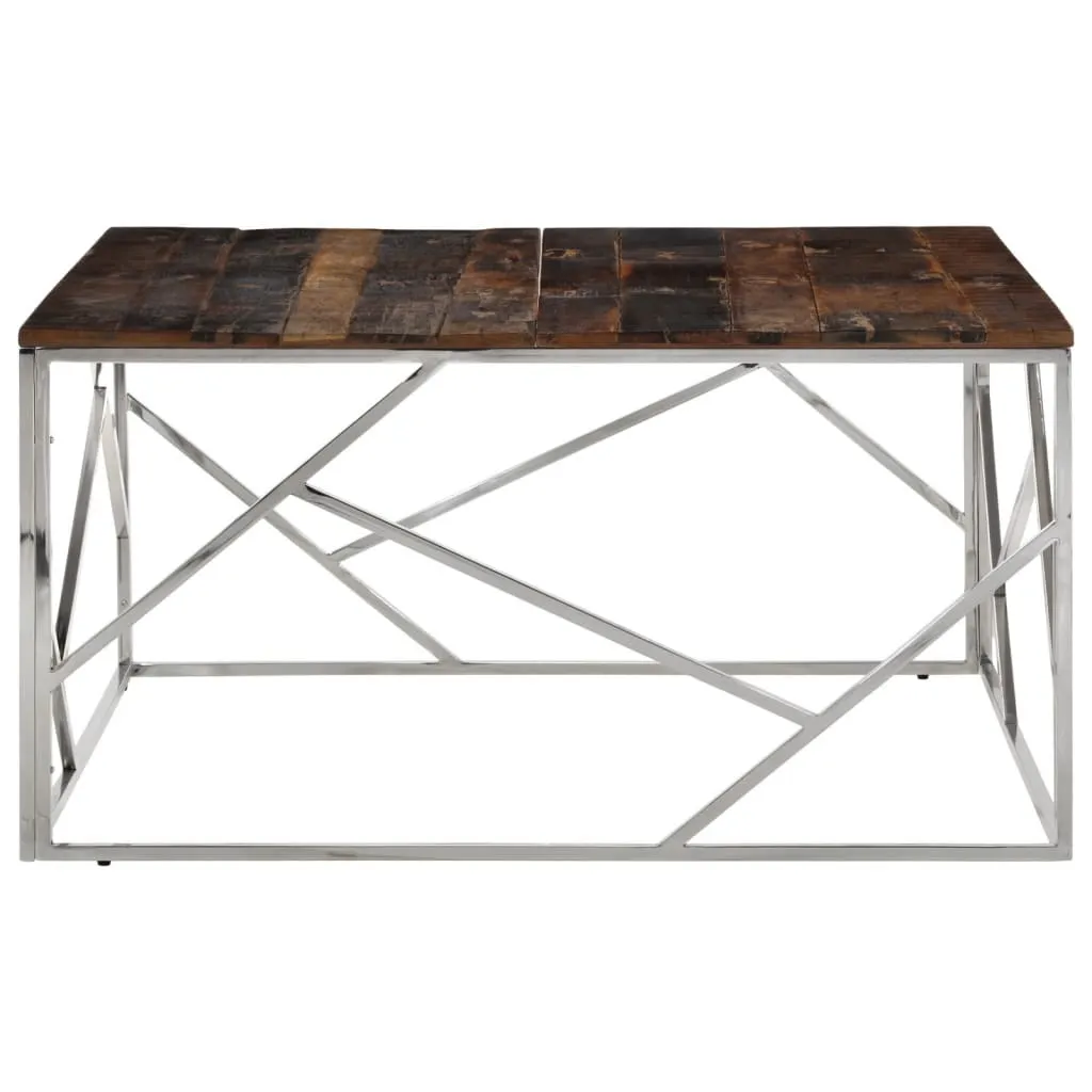 Coffee Table Design Acciaio Inox e Legno Massiccio Minimalista