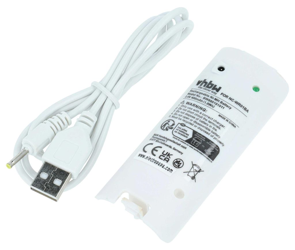 vhbw Akku kompatibel mit Nintendo Wii Controller, Remote Plus Gamepad Controller (400 mAh, 2,4 V, NiMH)