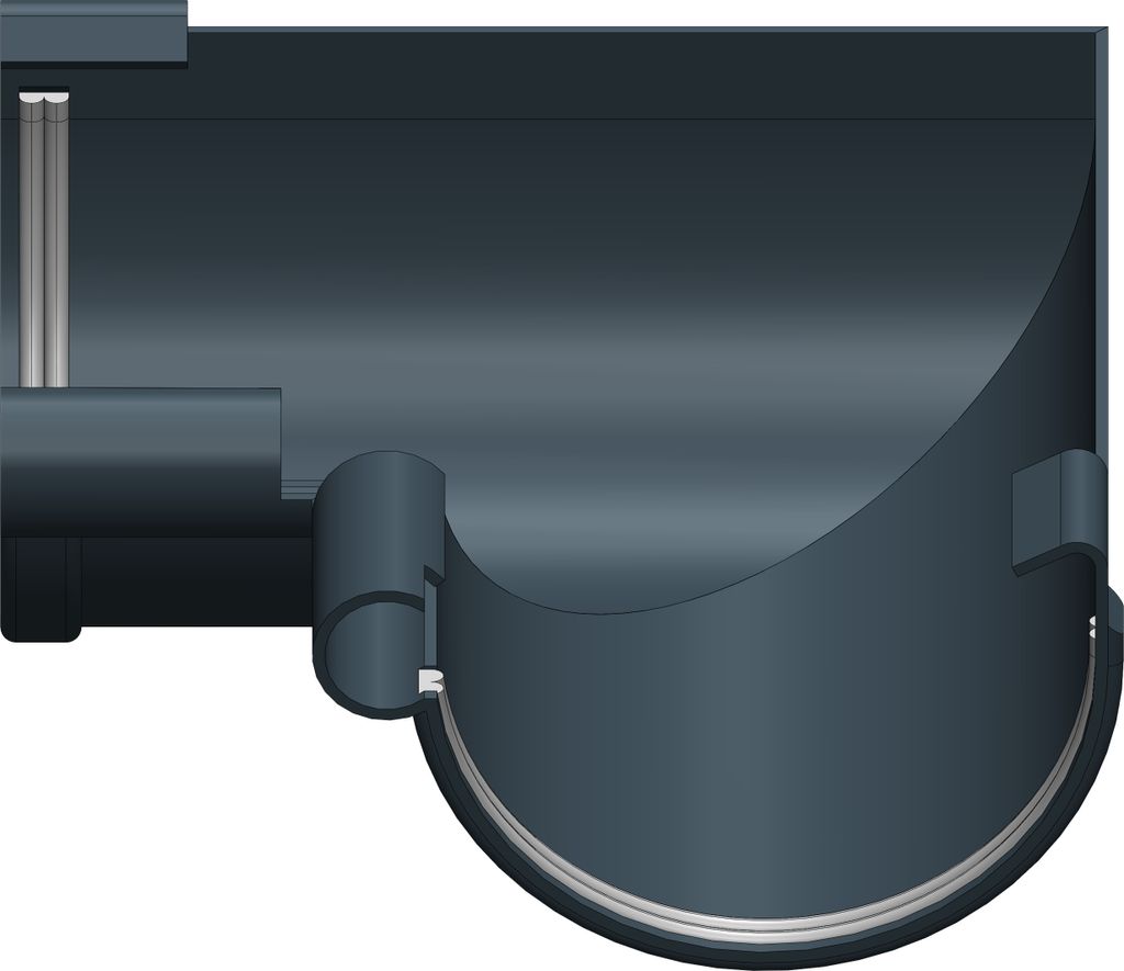 Dachrinne Halbrund 100mm Einzelteile | Innenecke Winkel 90° Anthrazit | Kunststoff PVC Fallrohr DN60 | Gartenhaus Carport Terasse