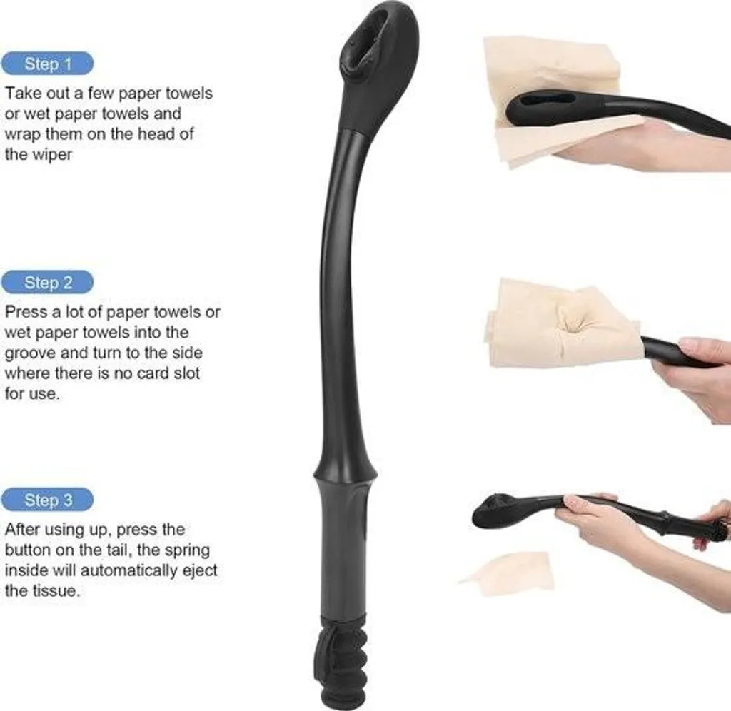 Pinza Igiene Intima Disabili - Ausilio Lunga Portata Regolabile Nero