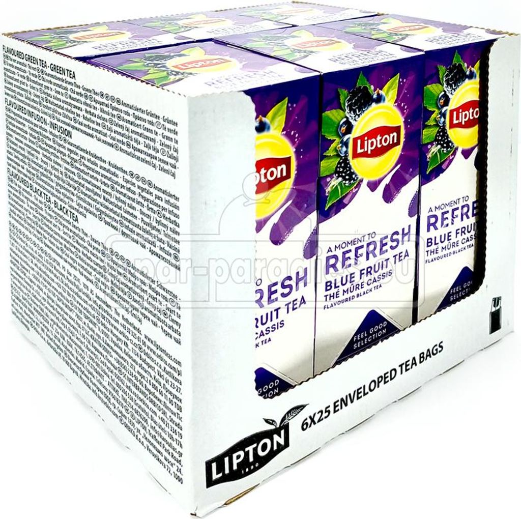 Černý čaj Lipton Blue Fruit Refresh, balení po 25 ks x 6 Obrázek produktu 