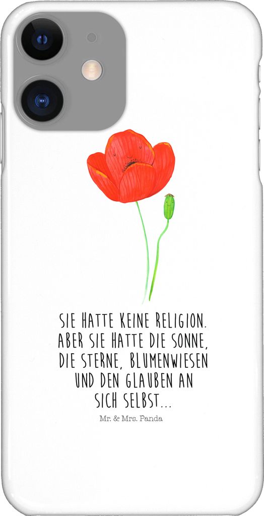 Mr. & Mrs. Panda Iphone 11 Handyhülle Blume Mohnblume - Weiß - Geschenk, Cover, Respekt, Handy Schutzhülle, Hülle, Religion, Selbstliebe, Mohn,...