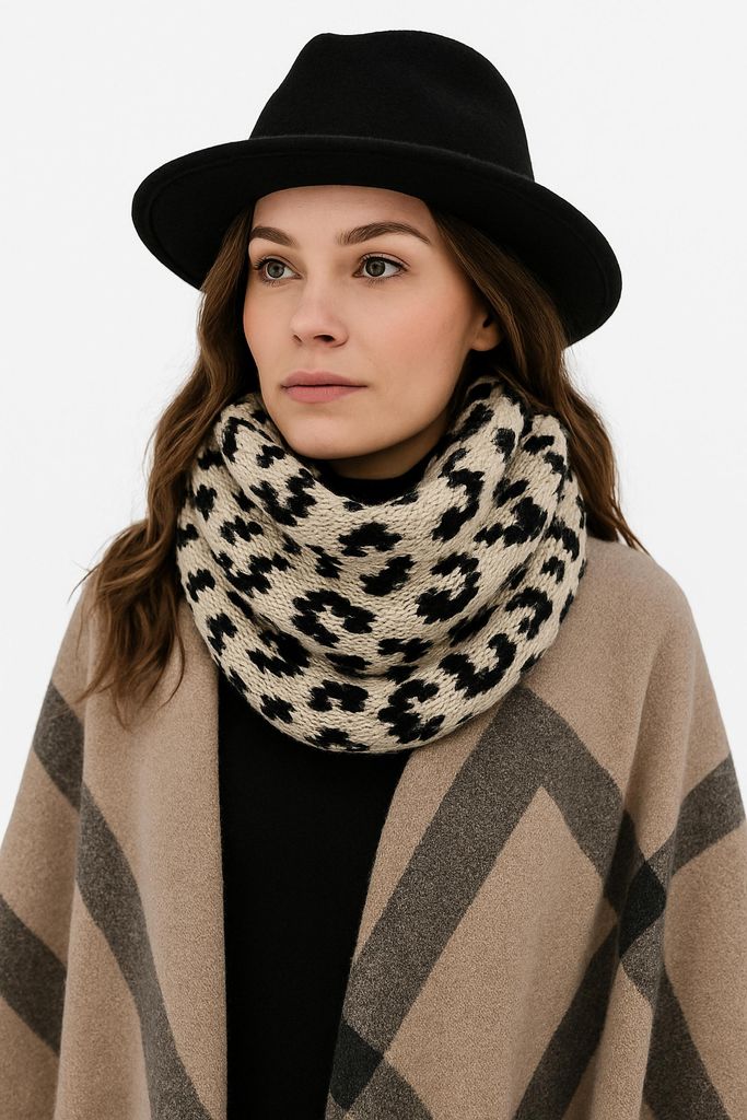 Italienischer Schal Leo Loop Loop mit Leoprint von collezione alessandro