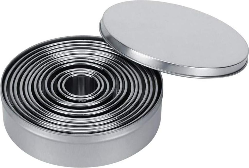 Runde Ausstechform Set - 12 Stück - Edelstahl - Kuchen Ausstecher - Donut Ausstecher - Backring - Kreisförmig