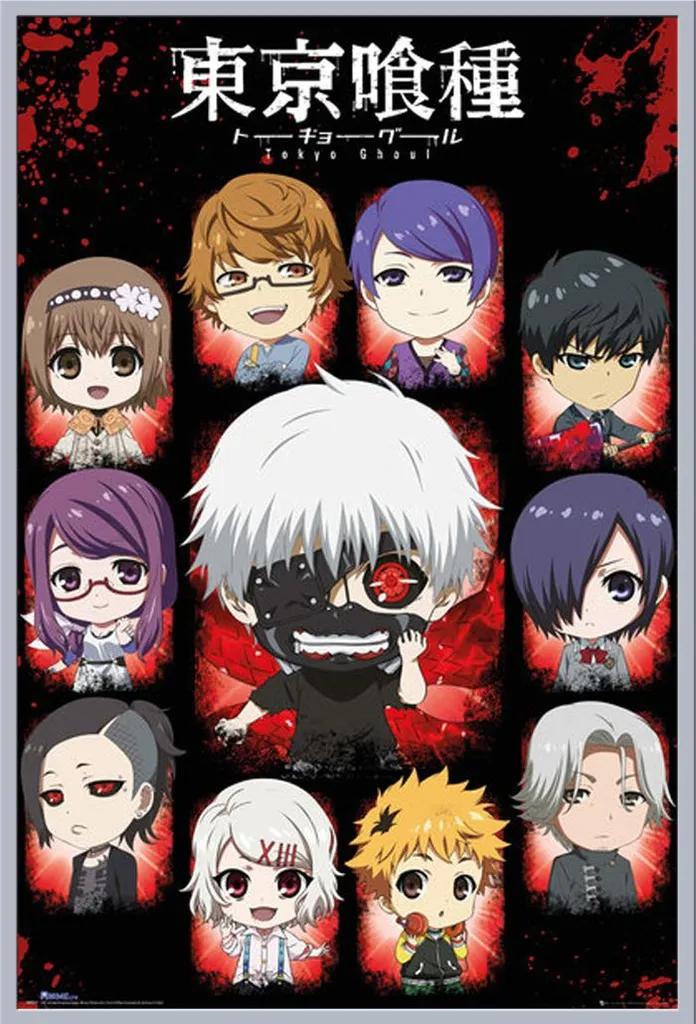 Affiche Tokyo Ghoul Chibi Cadre Shinsuke Argenté et Vitre Acrylique