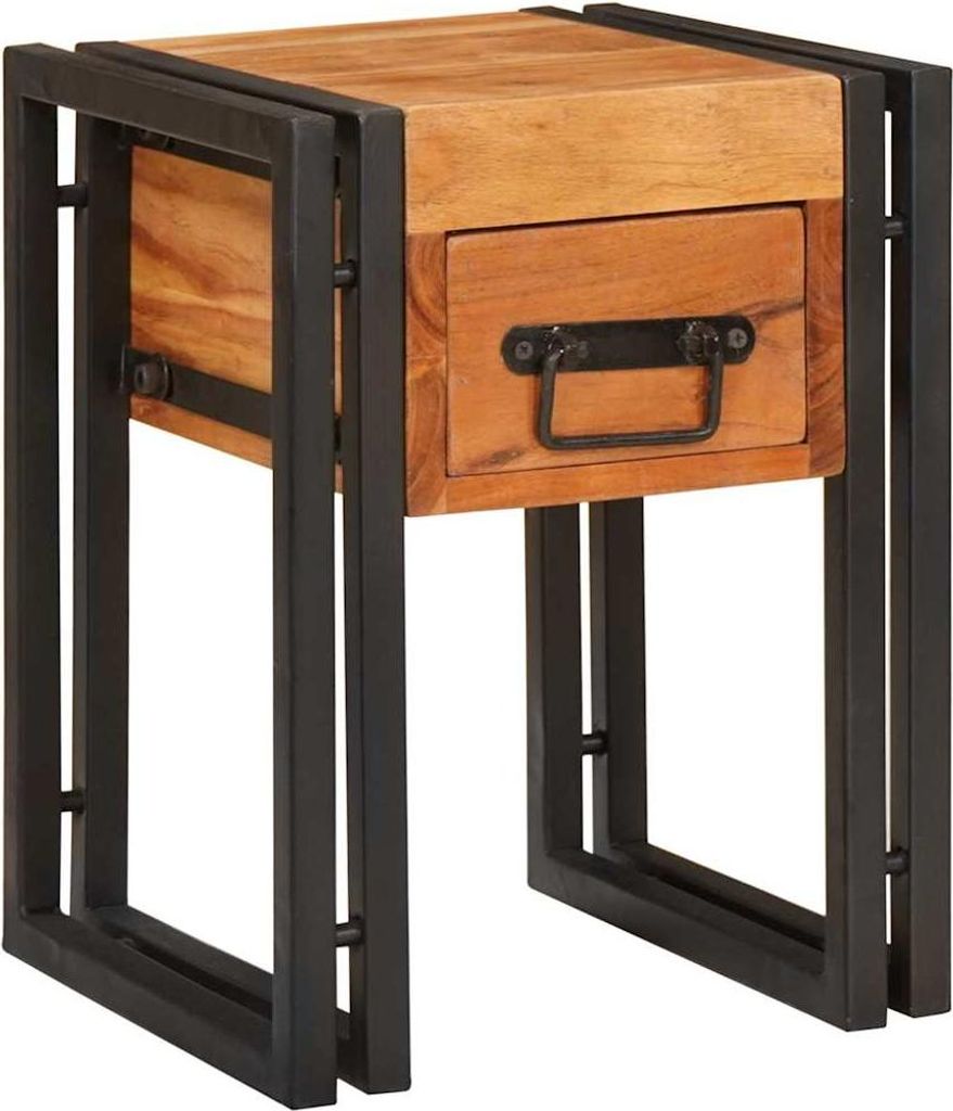 “2026 Modern“ Beistelltisch mit Schubladen 30 x 30 x 40cm Massivholz Akazie - Designermöbel 150472 - Konsolentische