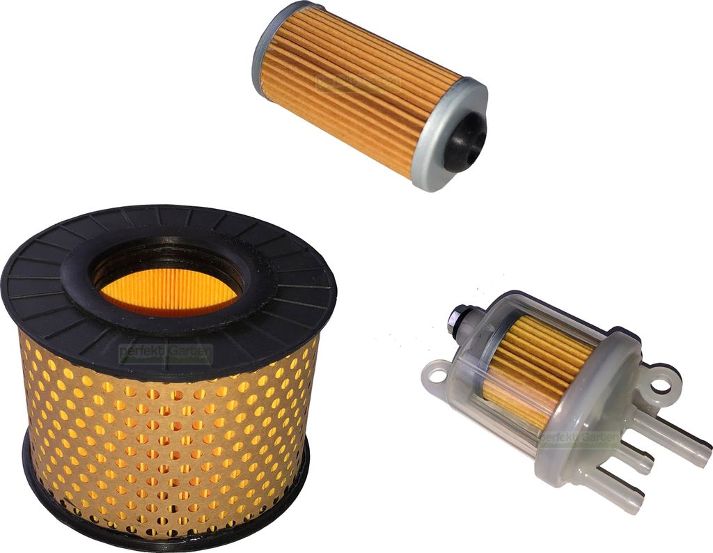 Three different types of filters are displayed against a white background.
