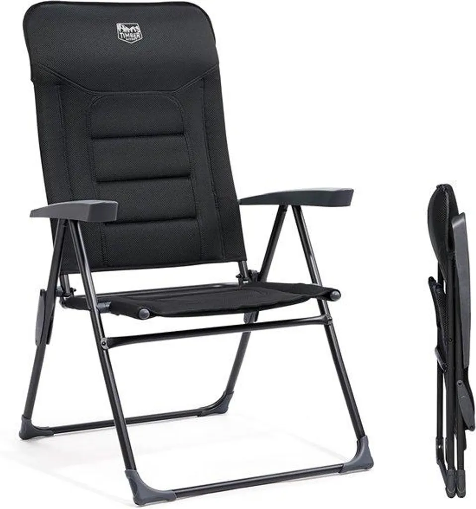 Chaise longue pliable aluminium noir ultra légère et résistante aux UV