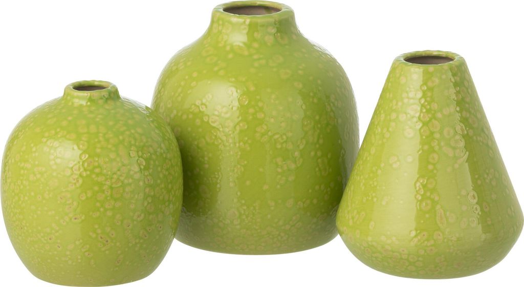 J-Line Set Von 3 Vase Porzellan Grün