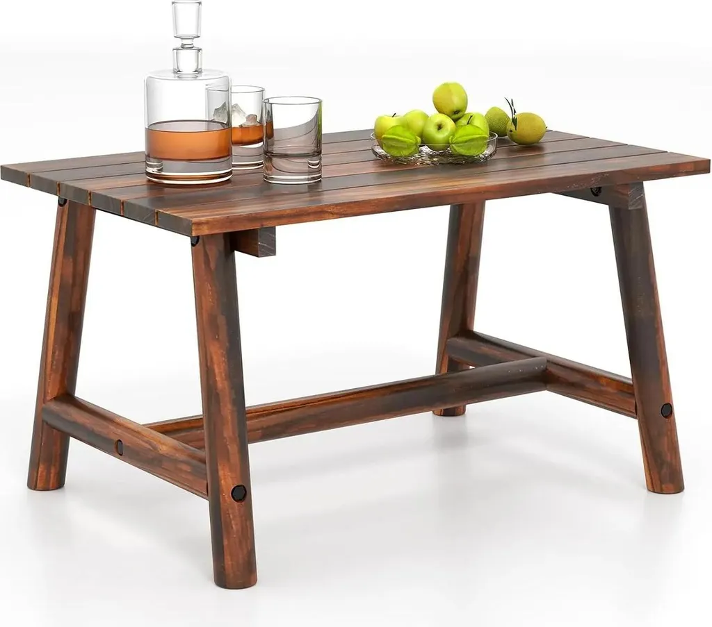 Table basse d'extérieur en bois massif marron pour jardin et balcon