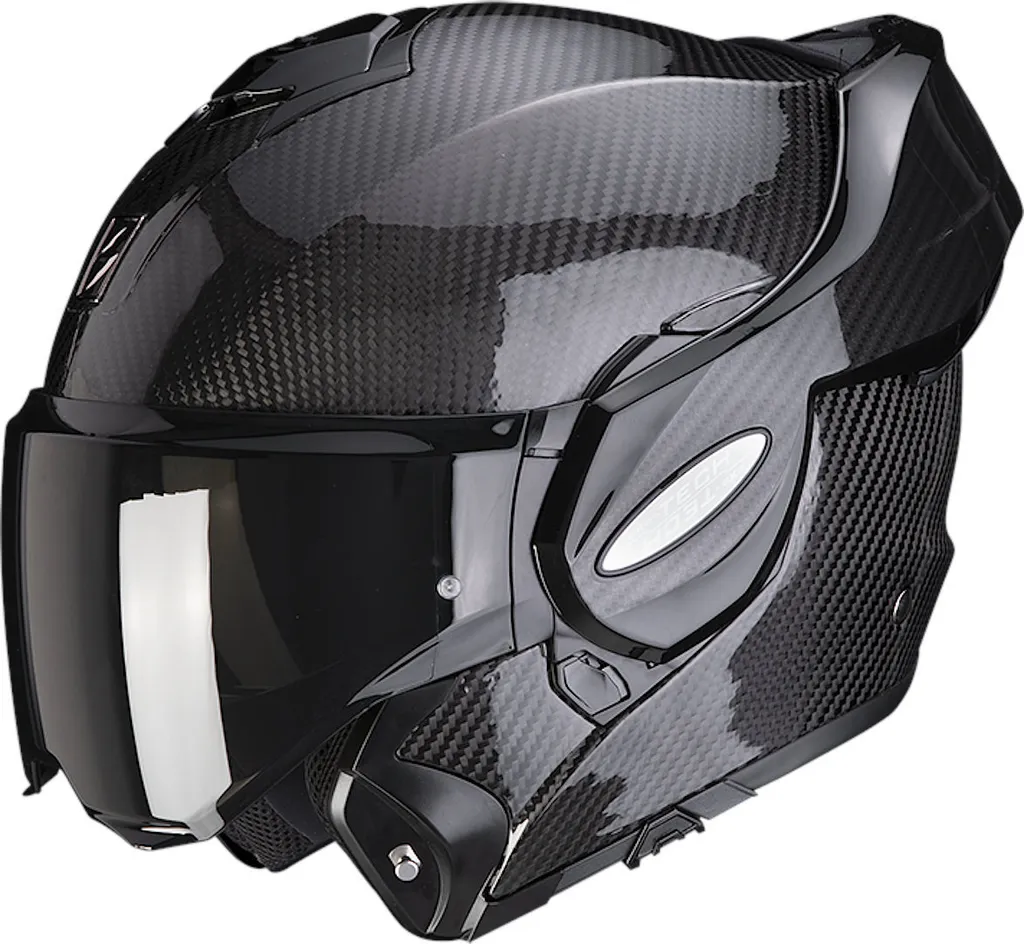 Casque Scorpion Exo-Tech Evo Carbon Solid Noir M - Modulable Carbone