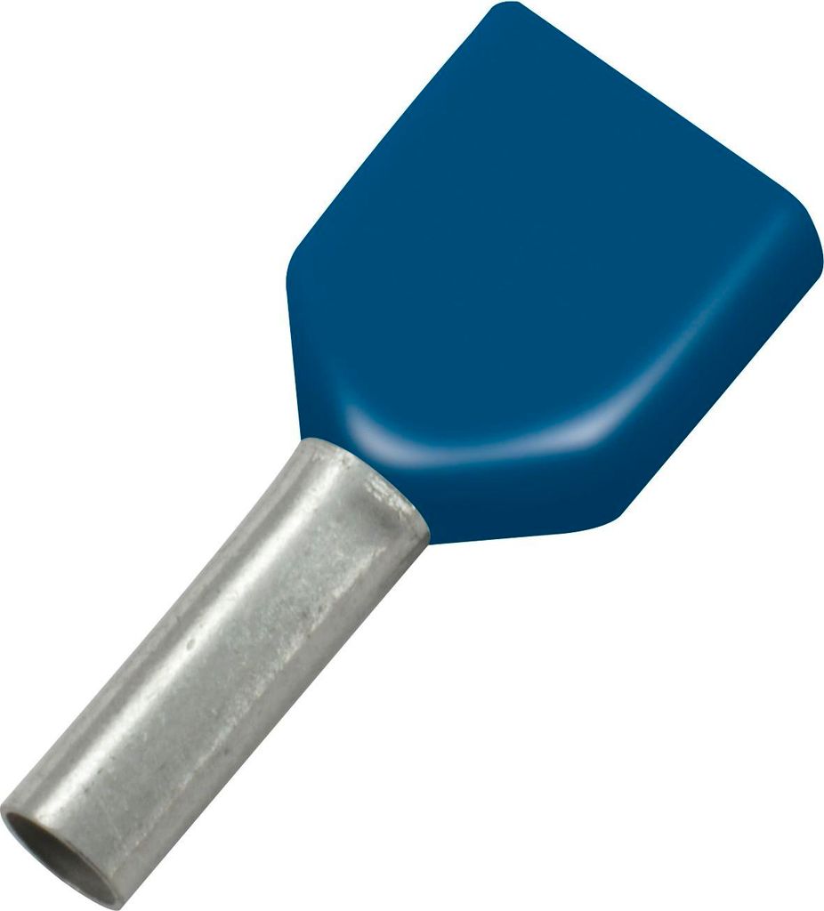 Zwillings Aderendhülsen 16x14/30 mit Kragen - Zwillingsaderendhülsen, ideal für zwei Kabel in einer Aderendhülse, blau