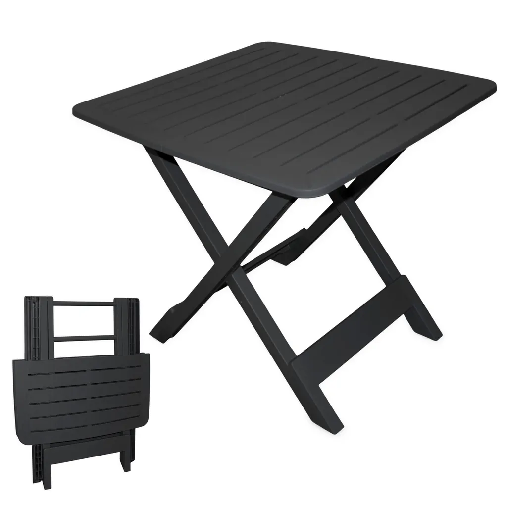 Table pliante TEVERE anthracite 79 cm pour jardin et camping