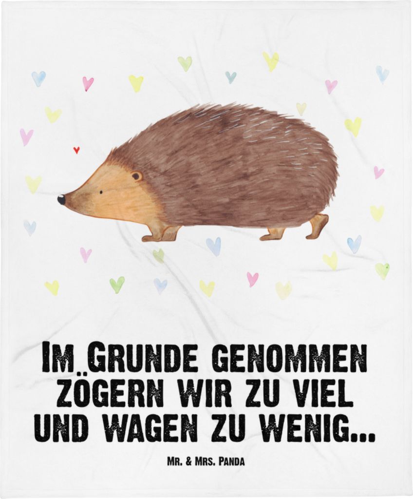 Mr. & Mrs. Panda Babydecke Igel Herzen - Weiß - Geschenk, Plaid, Herz, Fleecedecke, Schlummerdecke, Liebe, Kuss, Lustige Sprüche, Schmusedecke, V...