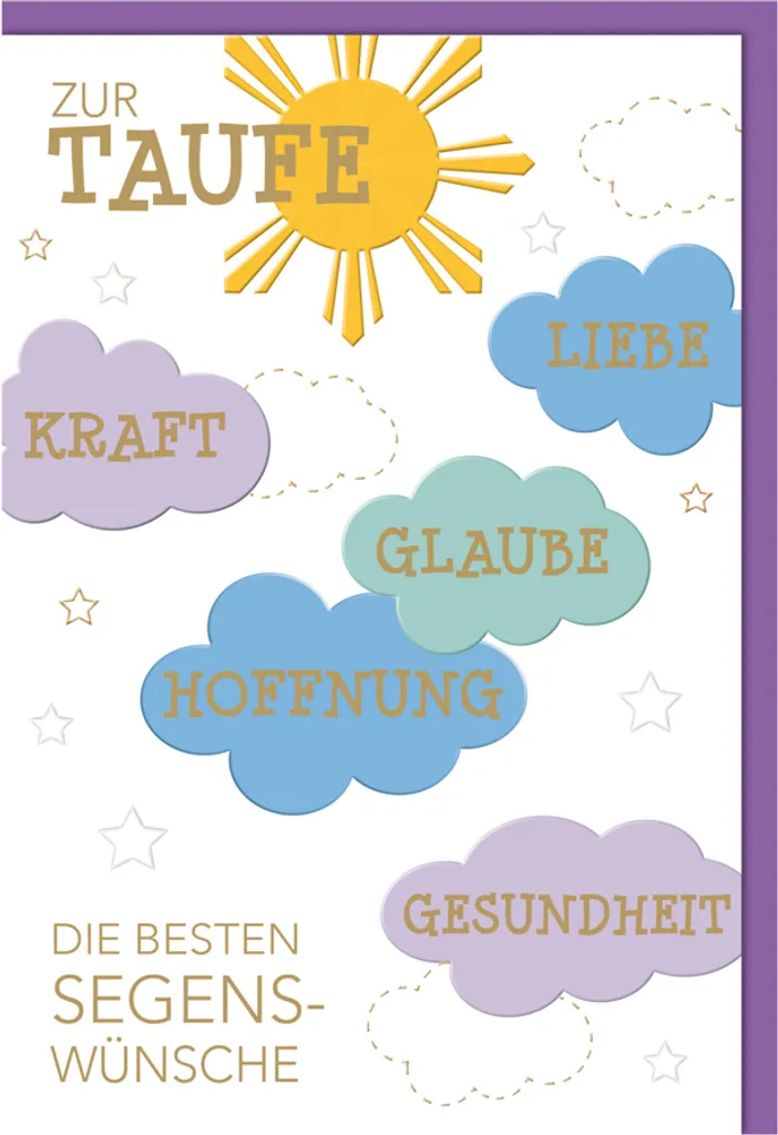 SUSY CARD 40055732 Carte de Baptême Félicitations sur les Nuages 11x17cm