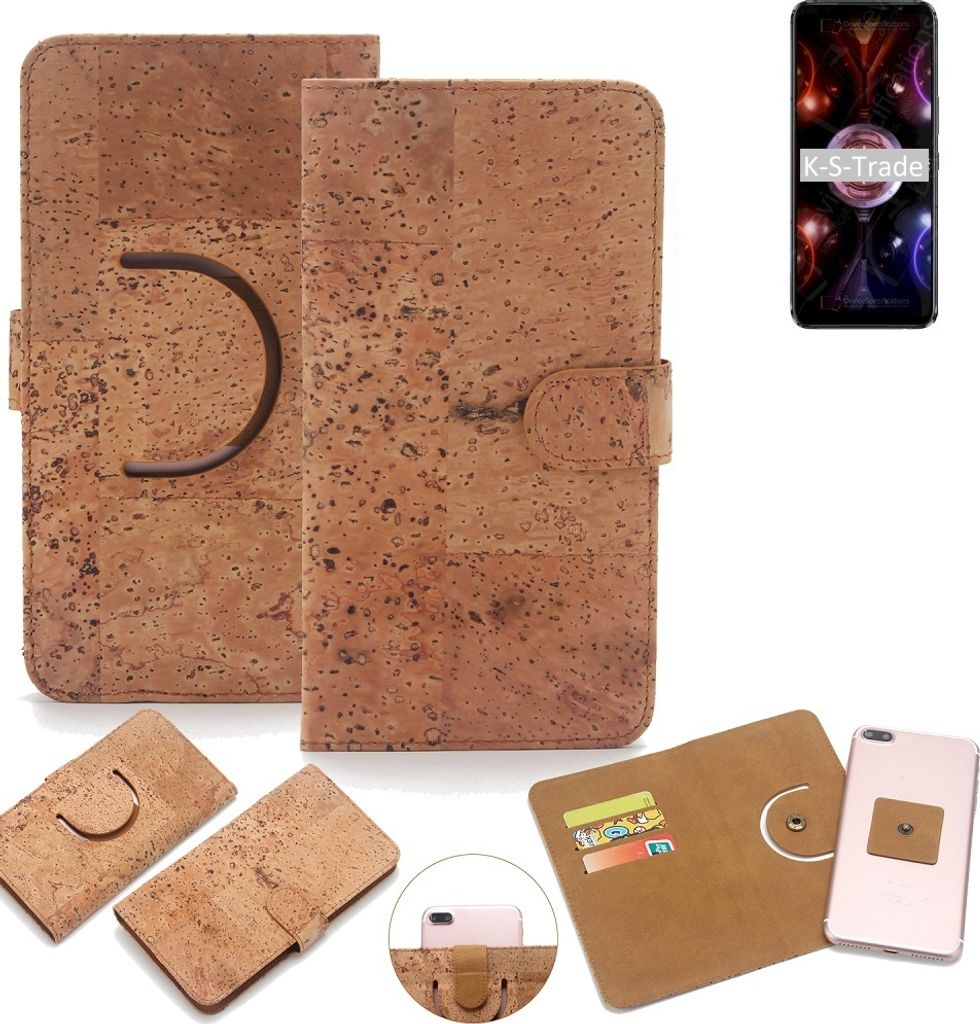 K-S-Trade Handy-Hülle Schutz-Hülle kompatibel mit Asus ROG Phone 5s Handyhülle Schutzhülle Korkhülle Kork-Hülle 1x