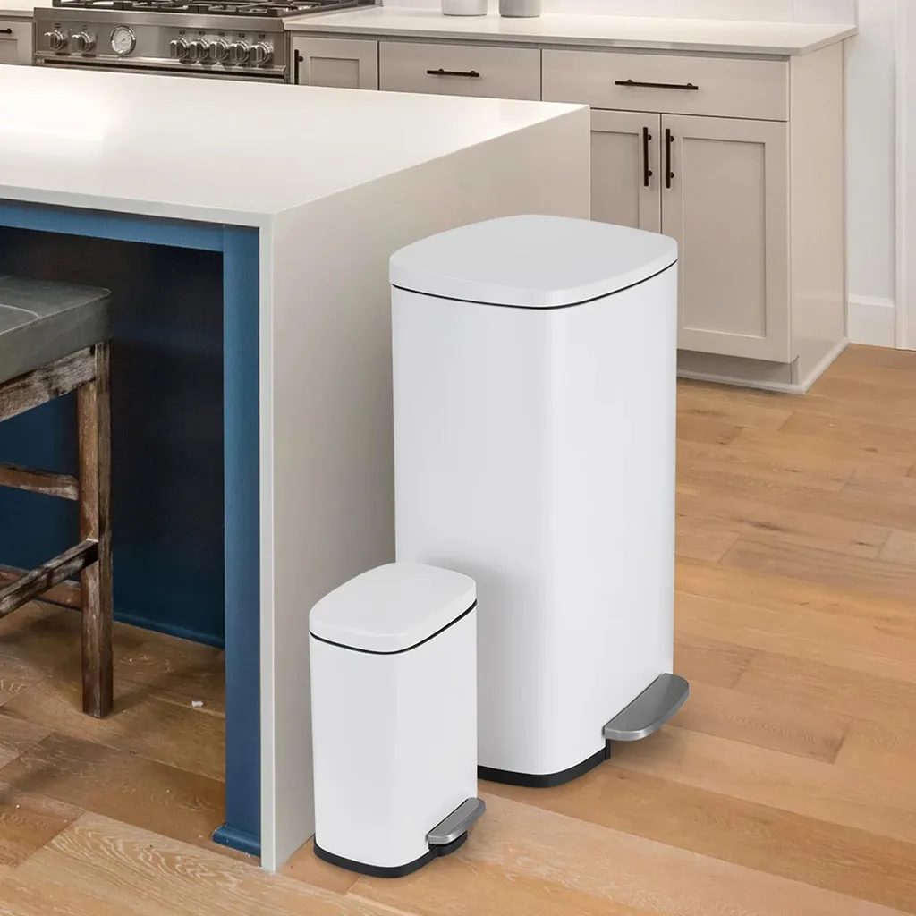 Poubelle de cuisine 30l blanche pour gestion efficace des déchets Inox