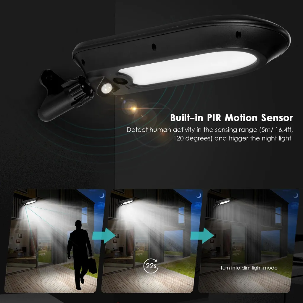 Lampe Solaire LED Extérieure avec Angle Réglable et Éclairage Blanc Chaud