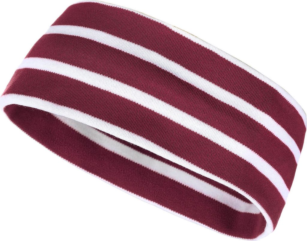 modAS Uni Stirnband Maritim für Kinder - Ohrwärmer zweilagig aus Baumwolle in Vino-Weiß Größe 1 - bis 48 cm Kopfumfang (Kleinkind)