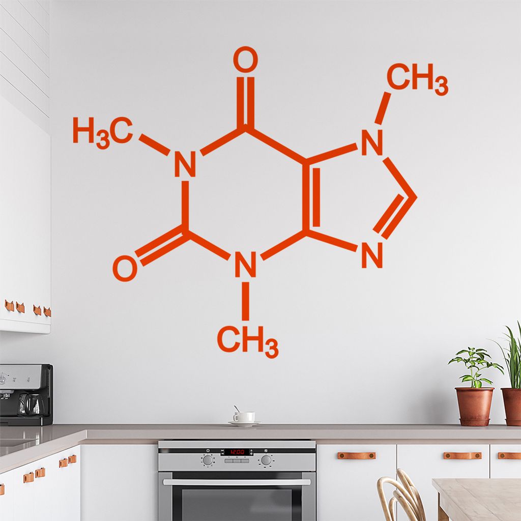 Coffein Koffein Kaffee Wandtattoo in 6 Größen - Wandaufkleber Wall Sticker - Dekoration, Küche, Wohnzimmer, Schlafzimmer, Badezimmer