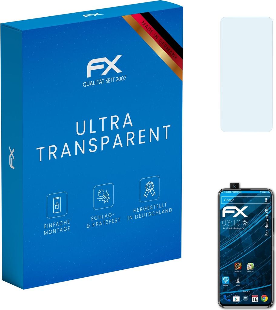 atFoliX FX-Clear 3x Schutzfolie kompatibel mit Huawei Y9a Displayschutzfolie