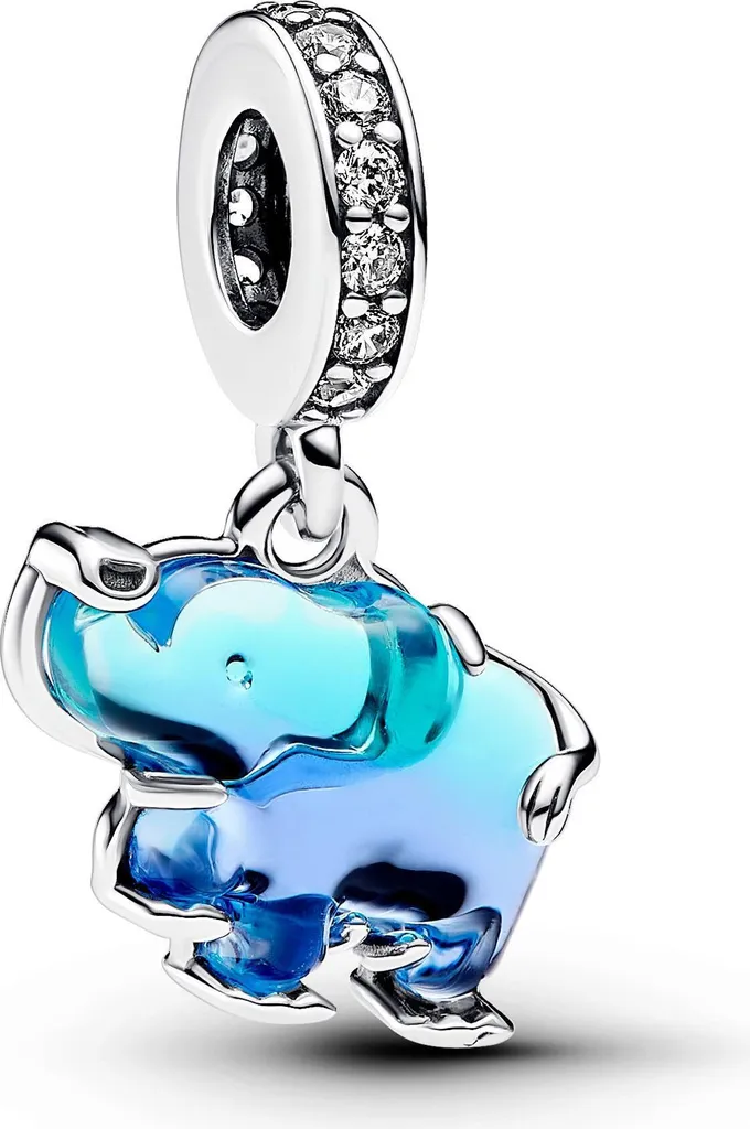 Pandora Ciondolo Elefante in vetro di Murano blu 793339C01 Ciondolo