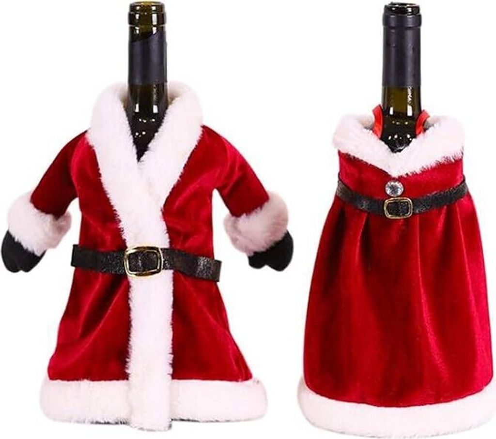 2pcs Weihnachten Wein Flasche Abdeckung Taschen Weinflasche Kleid Santa für Weihnachtsschmuck Weihnachten Pullover Party Dekorationen,