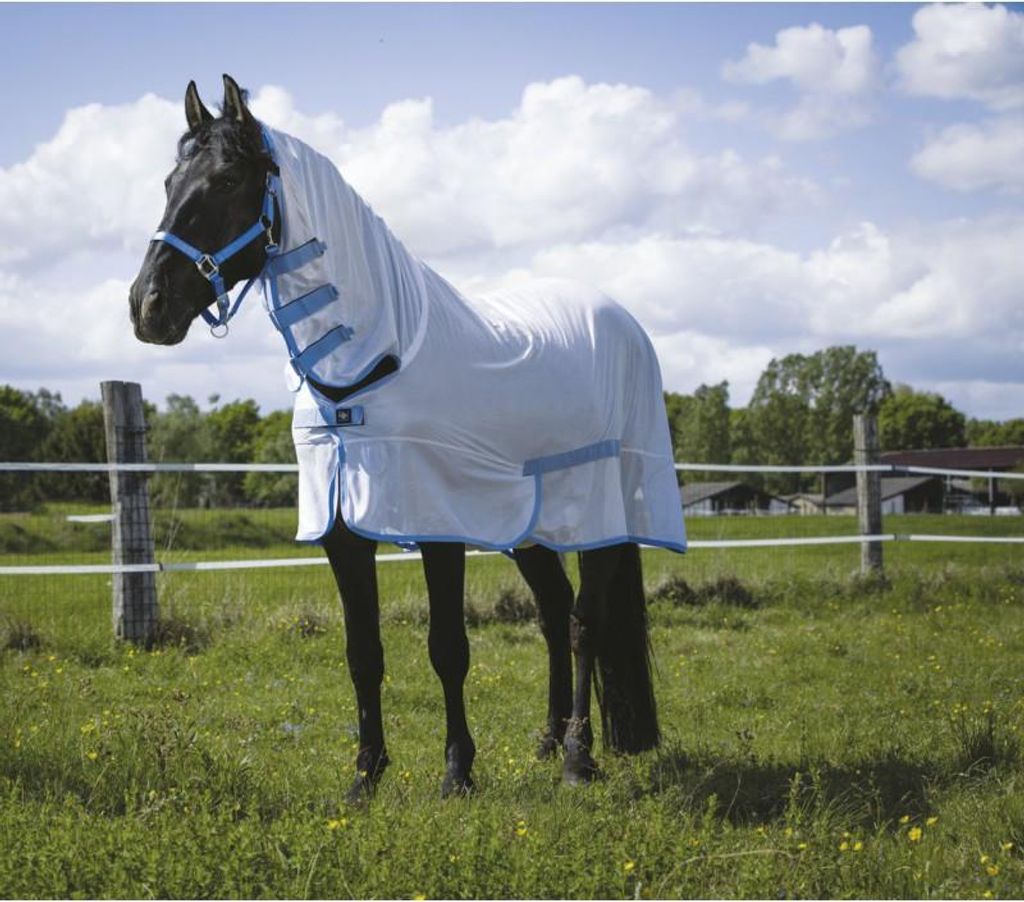 Netzdecke RIDING WORLD Combo in zwei Farben, Farbe:weiß/hellblau, Größe:Rückenlänge 120 cm
