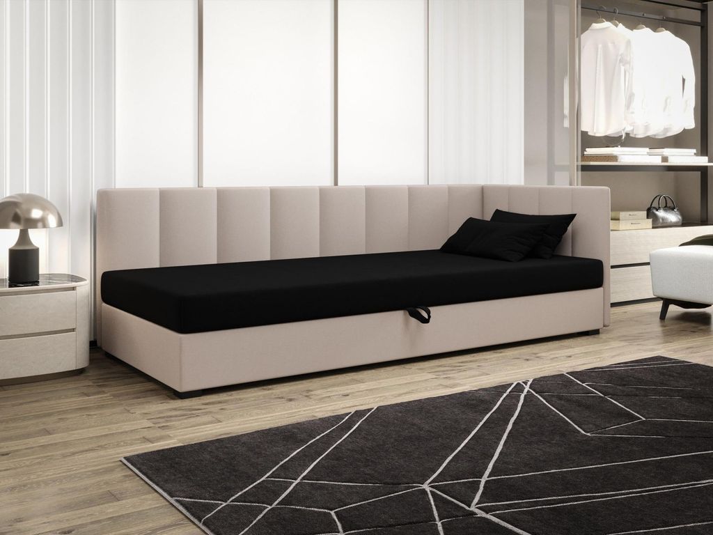 Einzelbett 120x195 MANKA PLUS 1 - schwarz / ecru